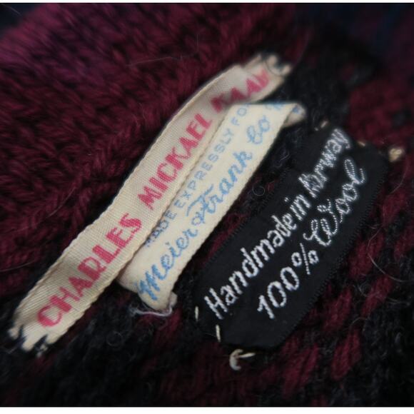 Meier & Frank 100% Wool Sweater Handmade Norway Fair Isle Fjord Nordic Snowflake - Picture 7 of 11